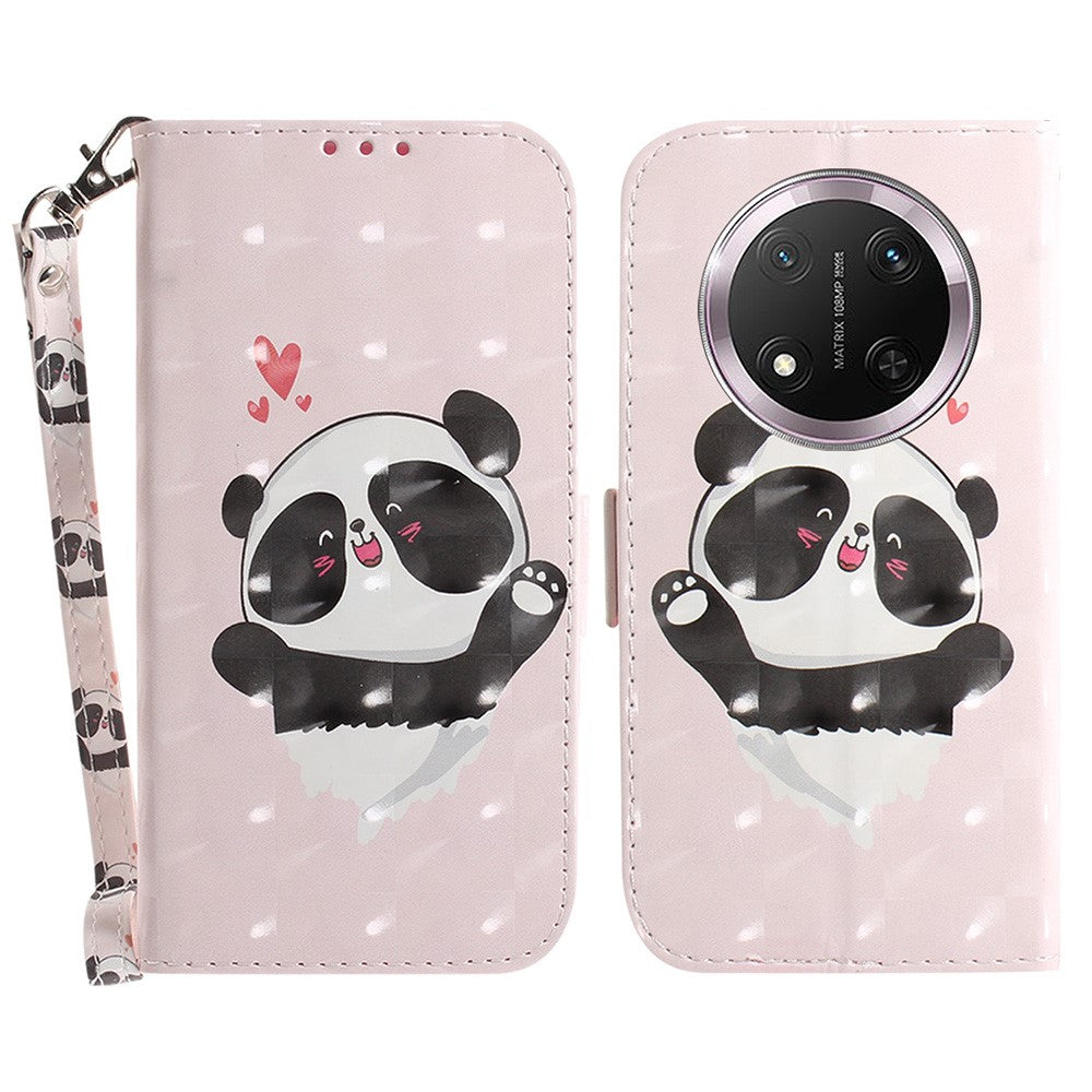 For Honor Magic7 Lite 5G / X9c 5G / X60 Pro 5G Case Pattern Printing Leather Wallet Phone Cover with Wrist Strap