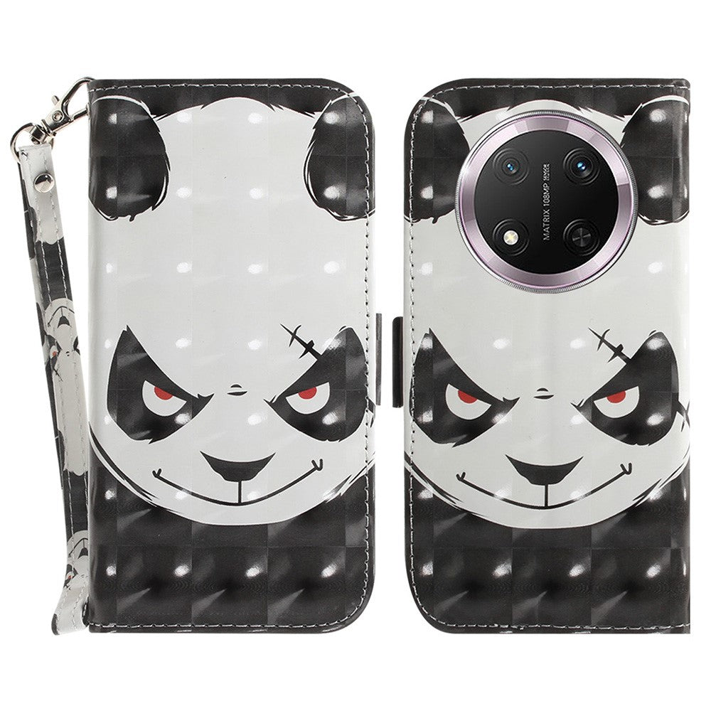 For Honor Magic7 Lite 5G / X9c 5G / X60 Pro 5G Case Pattern Printing Leather Wallet Phone Cover with Wrist Strap