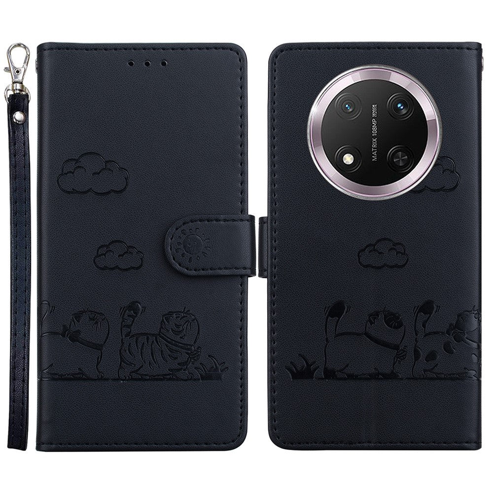For Honor Magic7 Lite 5G / X9c 5G / X60 Pro 5G Case RFID Blocking Kitten Pattern TPU+PU Leather Phone Cover