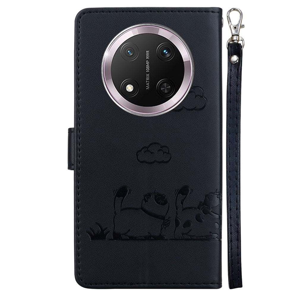 For Honor Magic7 Lite 5G / X9c 5G / X60 Pro 5G Case RFID Blocking Kitten Pattern TPU+PU Leather Phone Cover