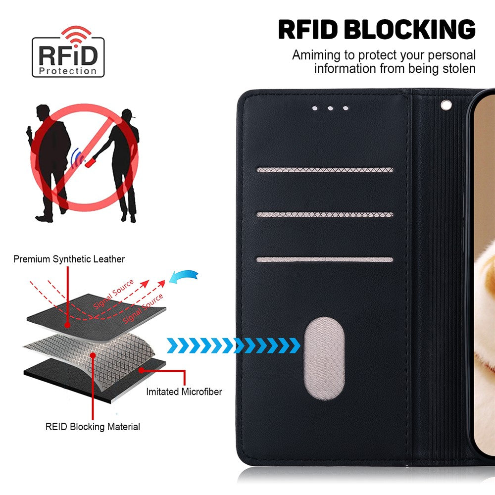 For Honor Magic7 Lite 5G / X9c 5G / X60 Pro 5G Case RFID Blocking Kitten Pattern TPU+PU Leather Phone Cover