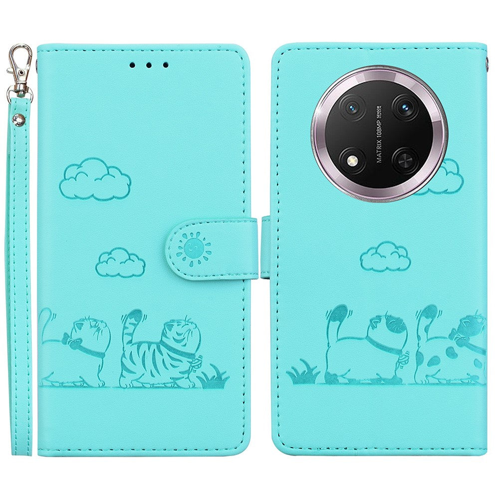 For Honor Magic7 Lite 5G / X9c 5G / X60 Pro 5G Case RFID Blocking Kitten Pattern TPU+PU Leather Phone Cover