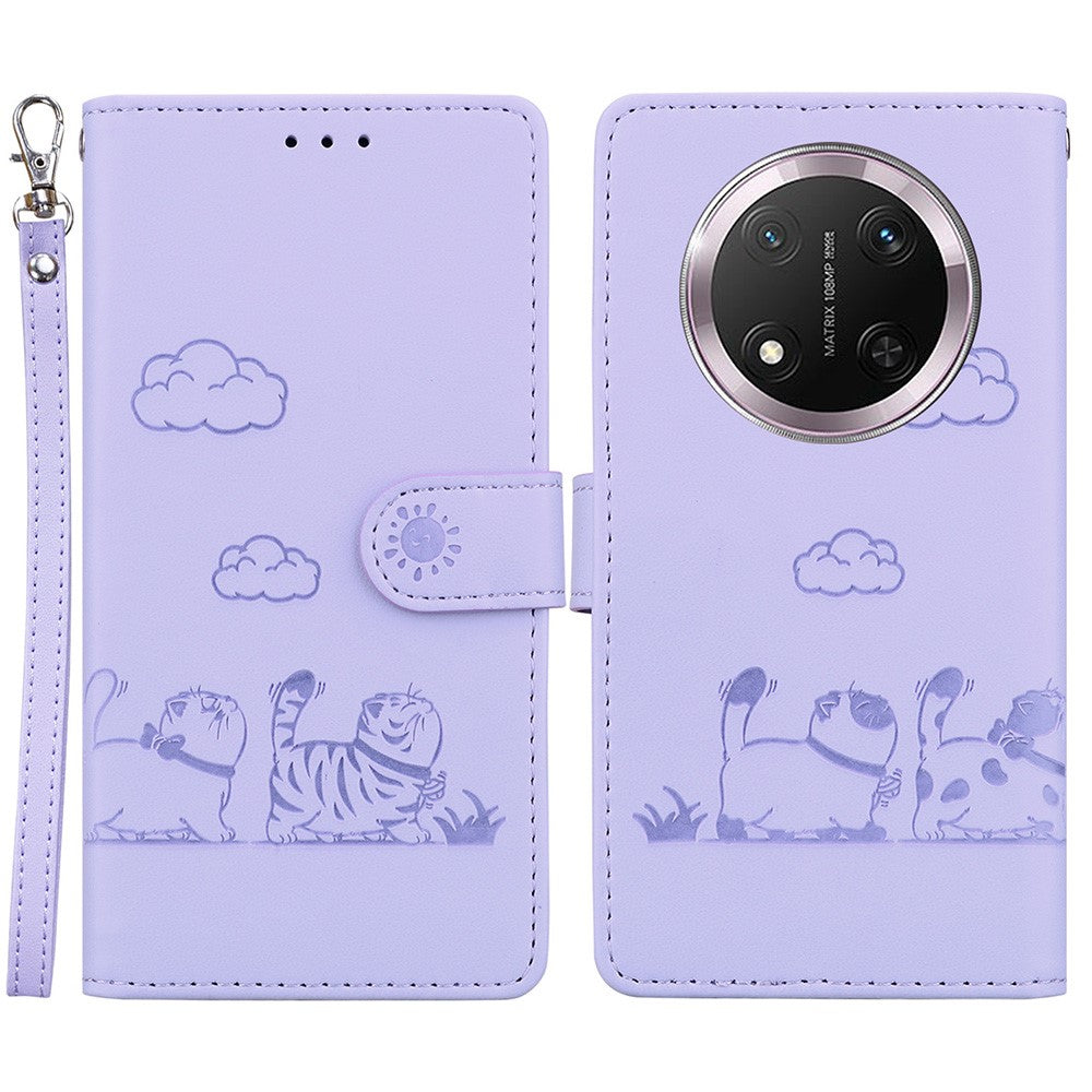 For Honor Magic7 Lite 5G / X9c 5G / X60 Pro 5G Case RFID Blocking Kitten Pattern TPU+PU Leather Phone Cover