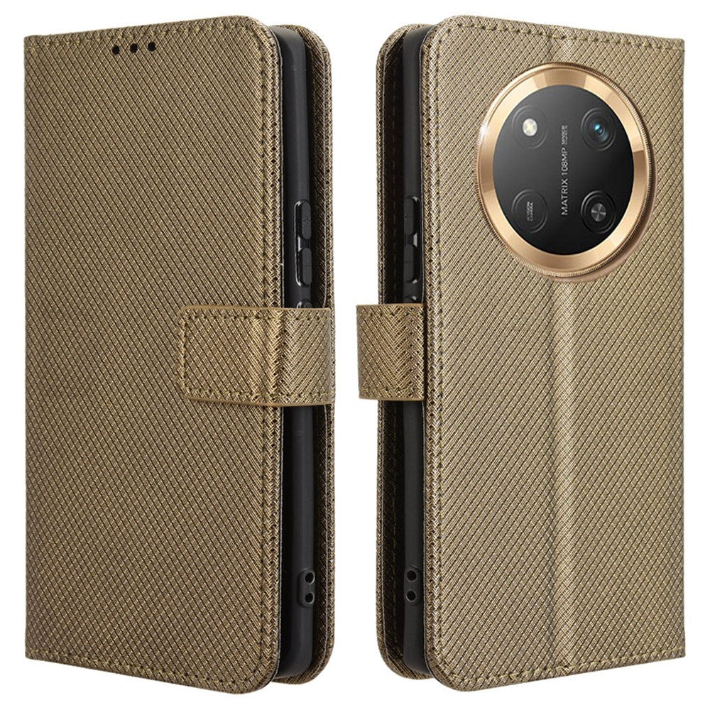 Wallet Phone Case for Honor Magic7 Lite 5G / X9c 5G / X60 Pro 5G PU Leather Diamond Texture Cover