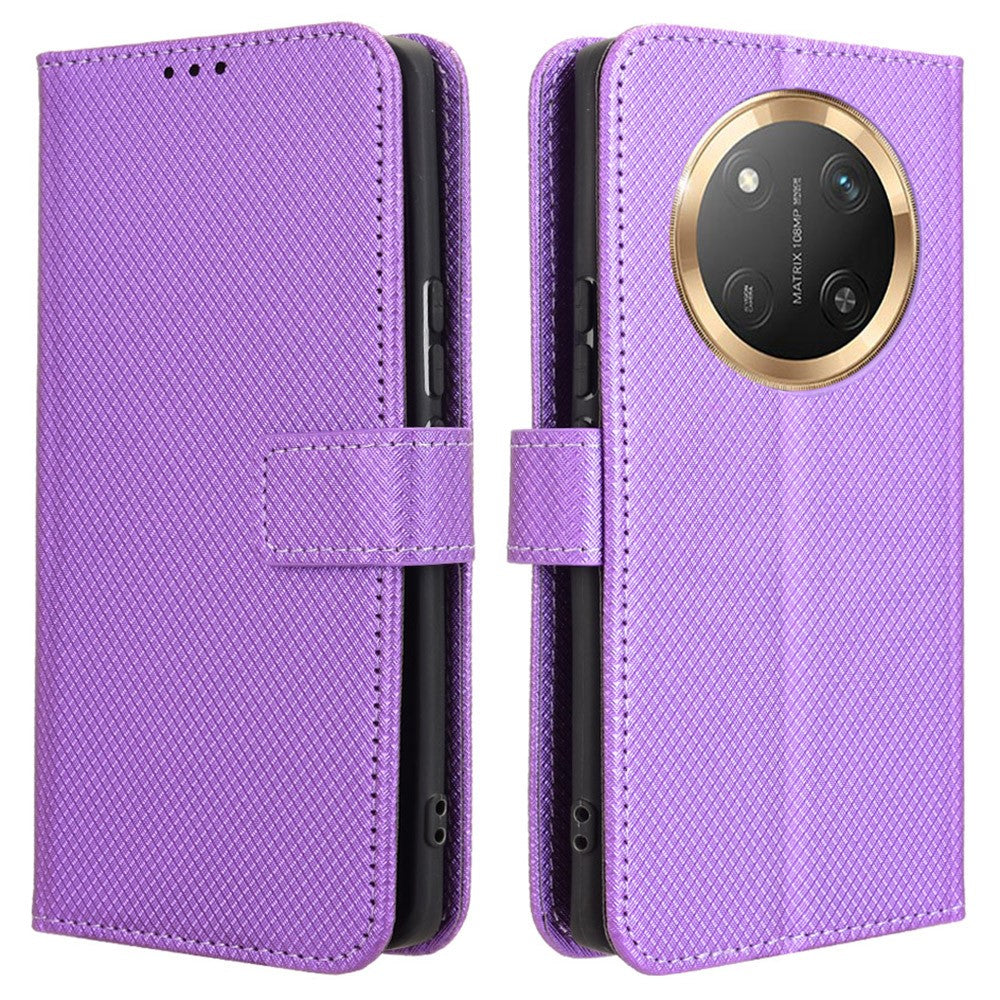 Wallet Phone Case for Honor Magic7 Lite 5G / X9c 5G / X60 Pro 5G PU Leather Diamond Texture Cover