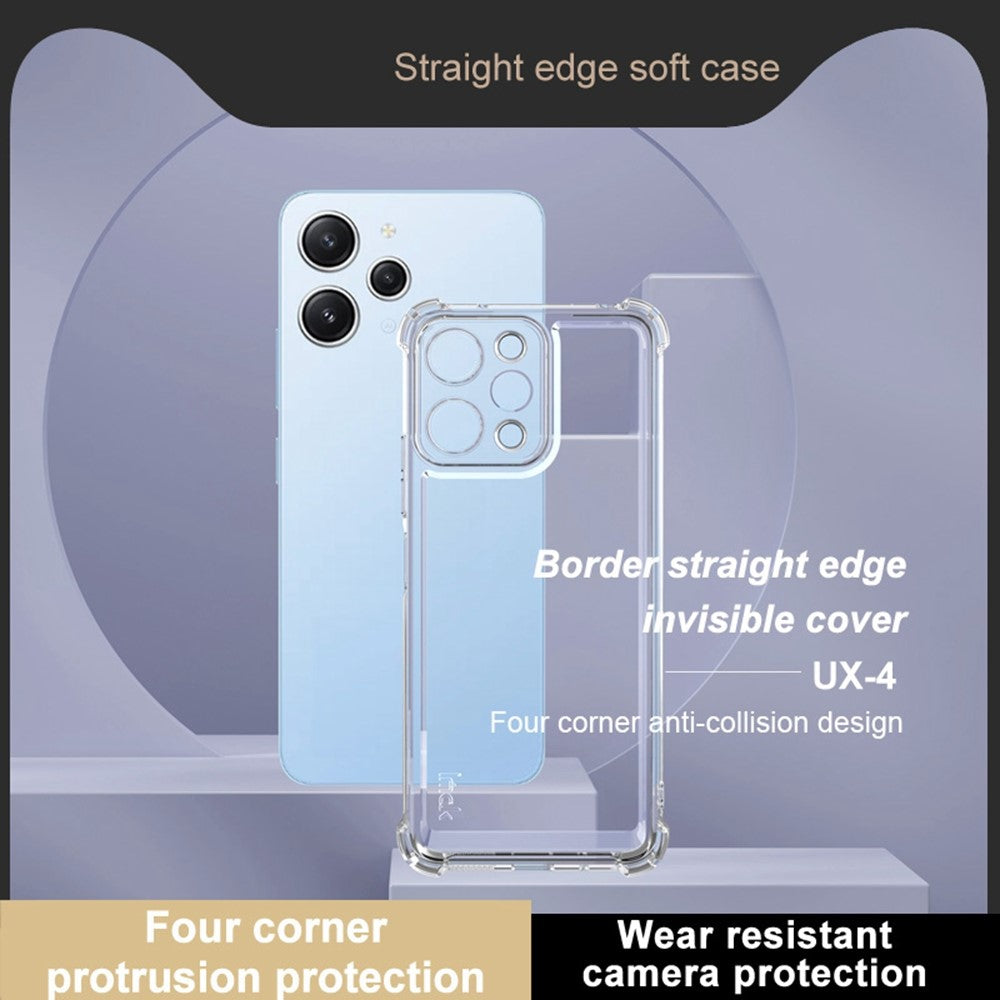 IMAK UX-4 Series For Xiaomi Redmi 12 4G Case Straight Frame Four Corner Shockproof Clear TPU Cover