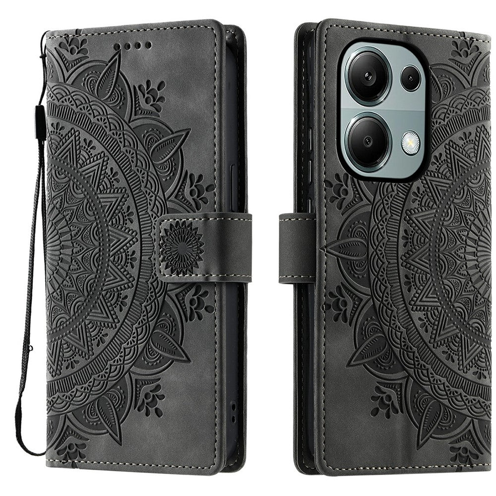 Style 018 For Xiaomi Redmi Note 13 Pro 4G Case Imprinted Totem Skin Feel Wallet Leather Phone Cover