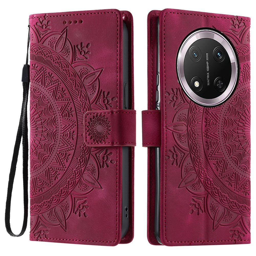 Style 018 For Honor Magic7 Lite 5G / X9c 5G / X60 Pro 5G Case Imprinted Totem Skin Feel Wallet Leather Phone Cover