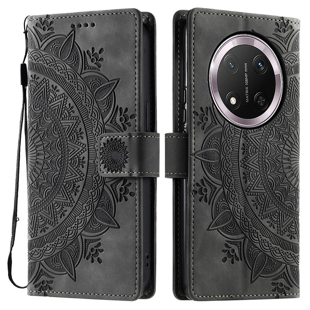 Style 018 For Honor Magic7 Lite 5G / X9c 5G / X60 Pro 5G Case Imprinted Totem Skin Feel Wallet Leather Phone Cover