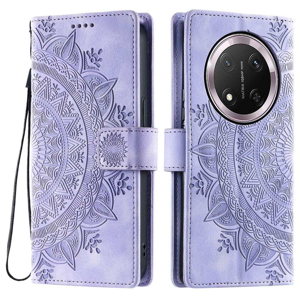 Style 018 For Honor Magic7 Lite 5G / X9c 5G / X60 Pro 5G Case Imprinted Totem Skin Feel Wallet Leather Phone Cover