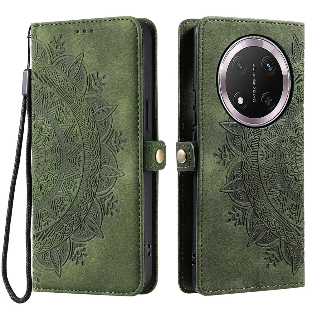 Style 016 For Honor Magic7 Lite 5G / X9c 5G / X60 Pro 5G Case Skin Feel Totem Imprinted Wallet Leather Phone Cover