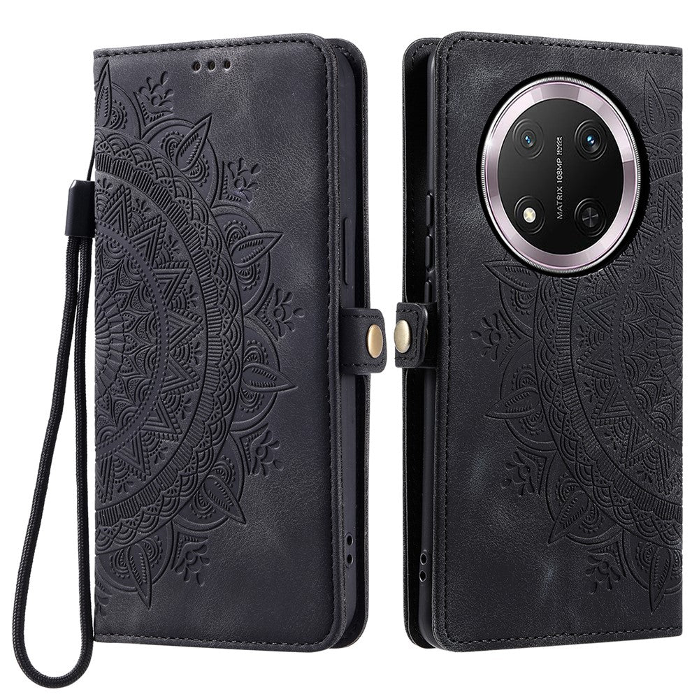 Style 016 For Honor Magic7 Lite 5G / X9c 5G / X60 Pro 5G Case Skin Feel Totem Imprinted Wallet Leather Phone Cover