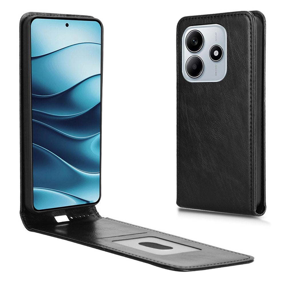 For Xiaomi Redmi Note 14 5G Case with Card Slot Magnetic Vertical Flip Leather Phone Cover