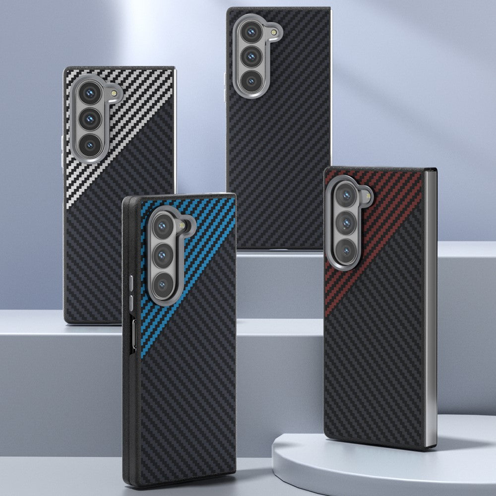 ABEEL For Samsung Galaxy Z Fold 5G Magnetic Case Carbon Fiber Texture Back Cover