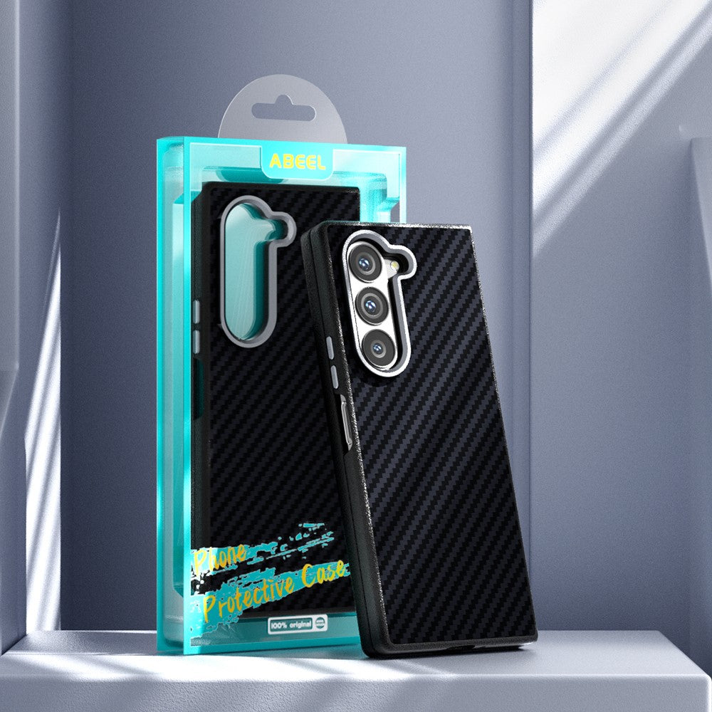 ABEEL For Samsung Galaxy Z Fold 5G Magnetic Case Carbon Fiber Texture Back Cover