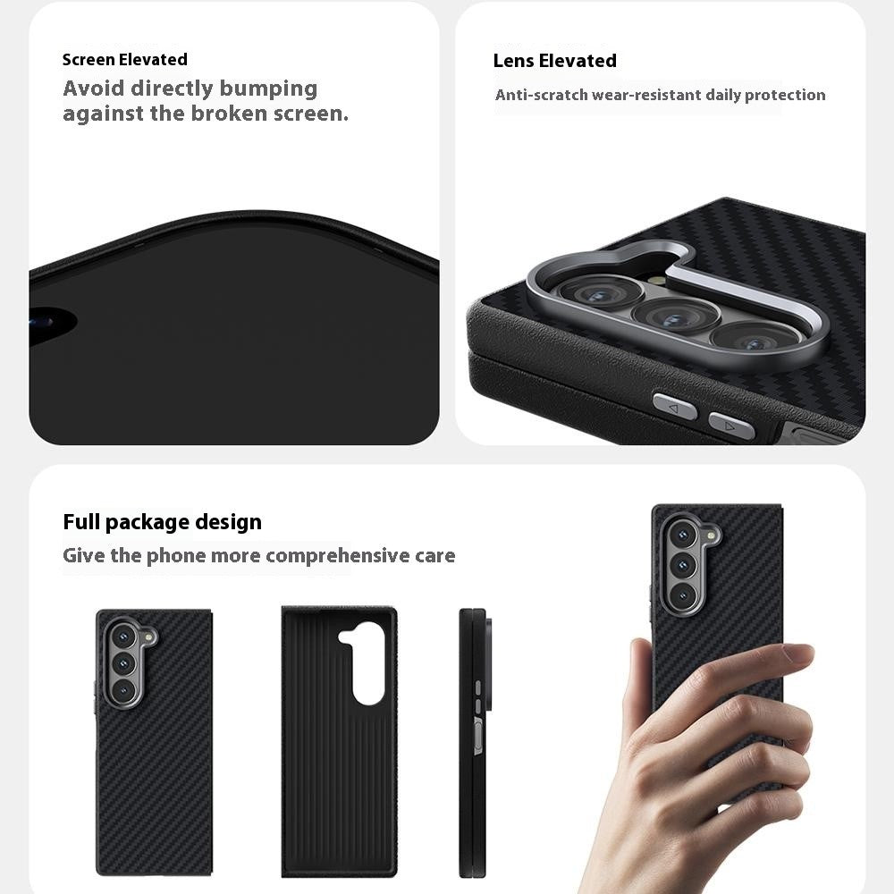 ABEEL For Samsung Galaxy Z Fold 5G Magnetic Case Carbon Fiber Texture Back Cover