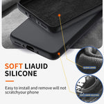 For Samsung Galaxy A26 5G Case Liquid Silicone Kickstand Cover with 2.5D Arc Edge Tempered Glass Film