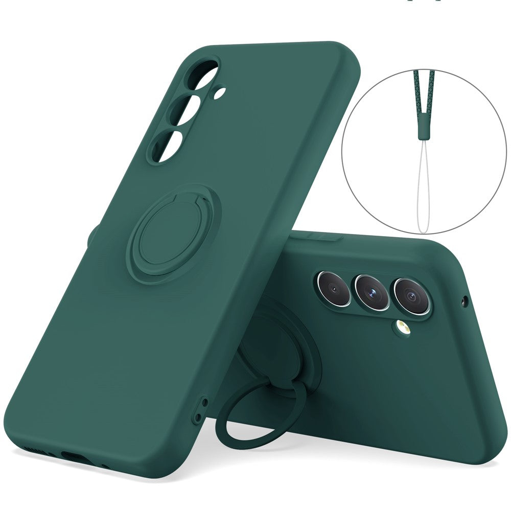 For Samsung Galaxy A26 5G Silicone Case with Strap Ring Kickstand Phone Cover