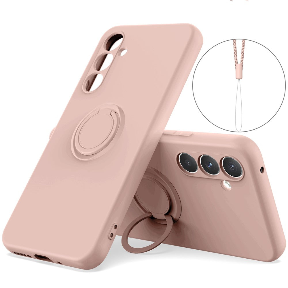 For Samsung Galaxy A56 5G Silicone Case with Strap Ring Kickstand Phone Cover
