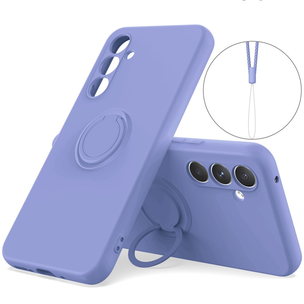 For Samsung Galaxy A56 5G Silicone Case with Strap Ring Kickstand Phone Cover