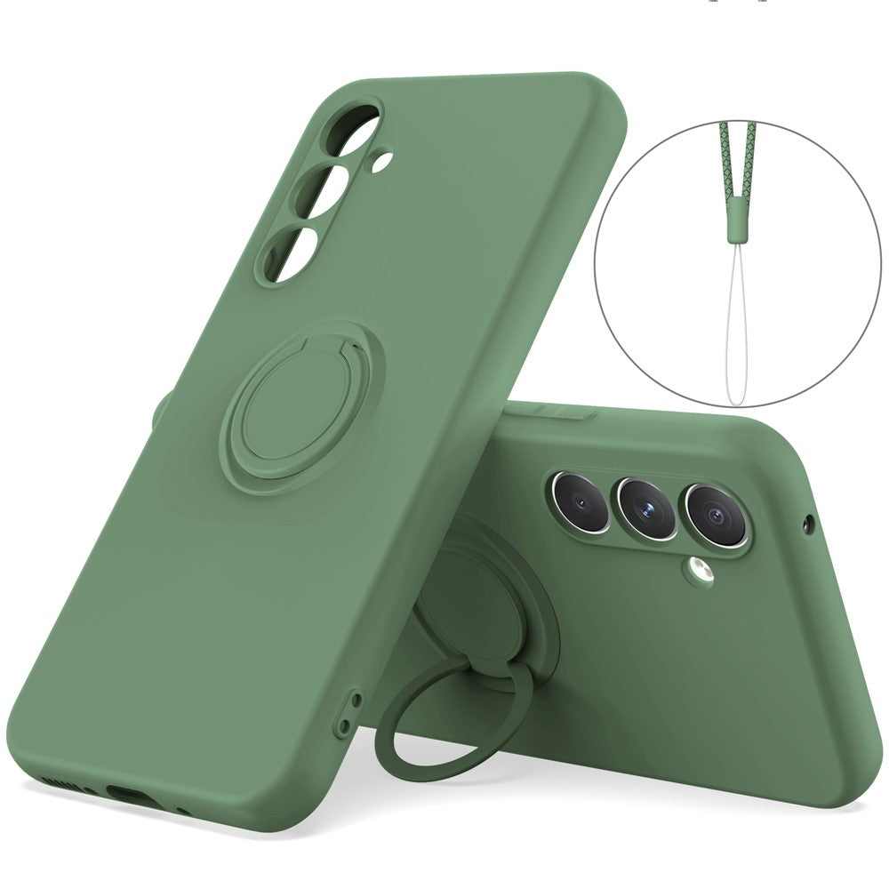 For Samsung Galaxy A56 5G Silicone Case with Strap Ring Kickstand Phone Cover