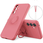 For Samsung Galaxy A56 5G Silicone Case with Strap Ring Kickstand Phone Cover