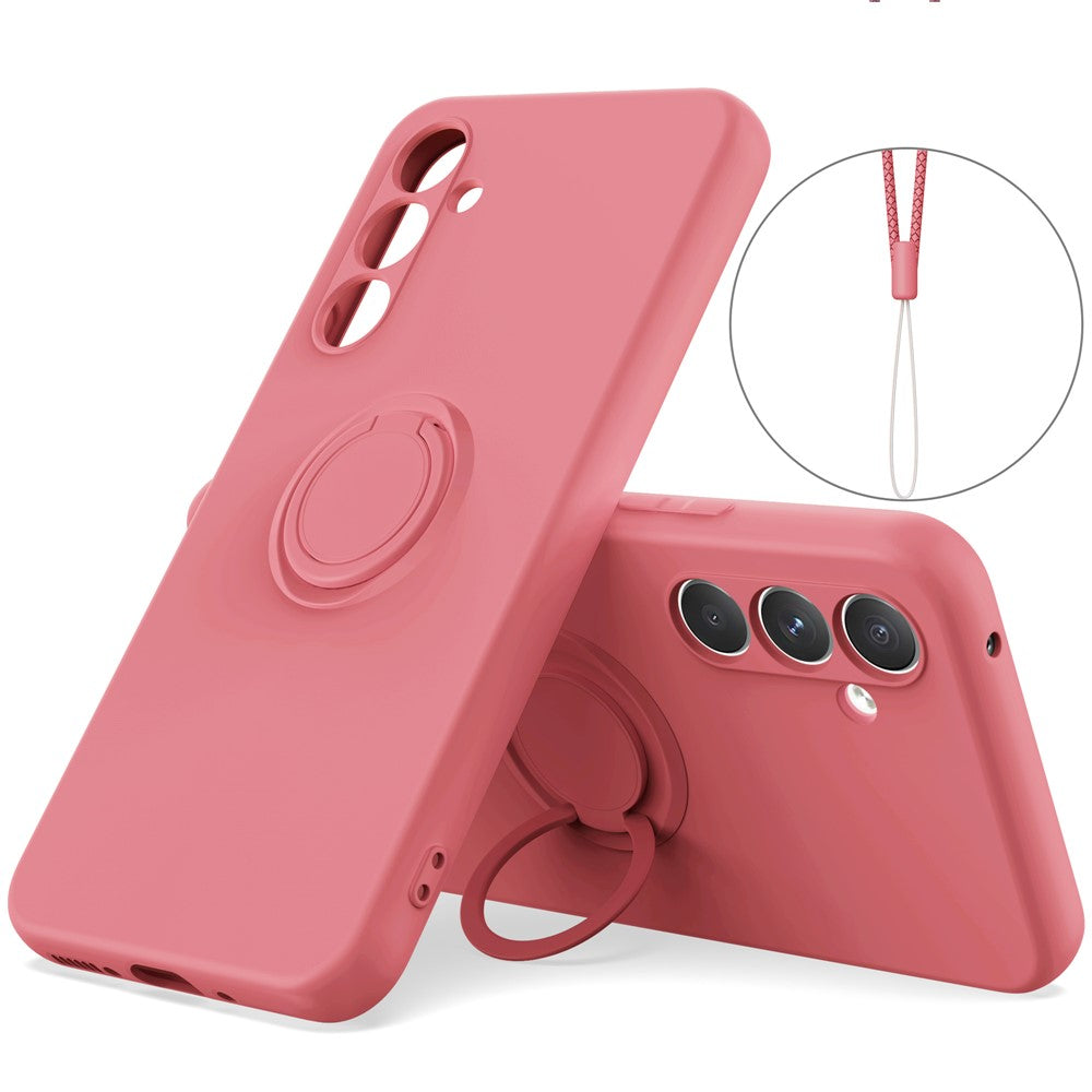 For Samsung Galaxy A56 5G Silicone Case with Strap Ring Kickstand Phone Cover