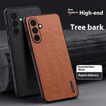 Til Samsung Galaxy A36 5G Etui Træstruktur PU Læderbelagt PC+TPU Telefoncover