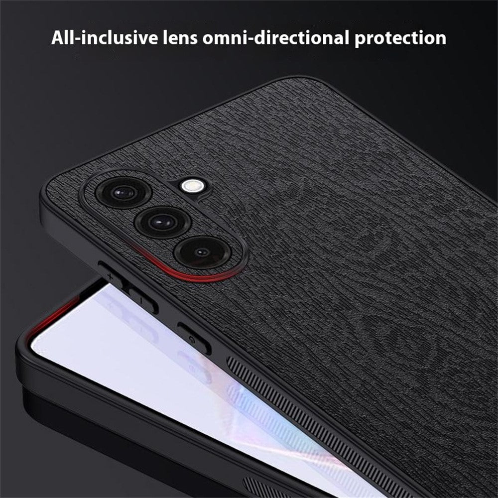 Til Samsung Galaxy A36 5G Etui Træstruktur PU Læderbelagt PC+TPU Telefoncover