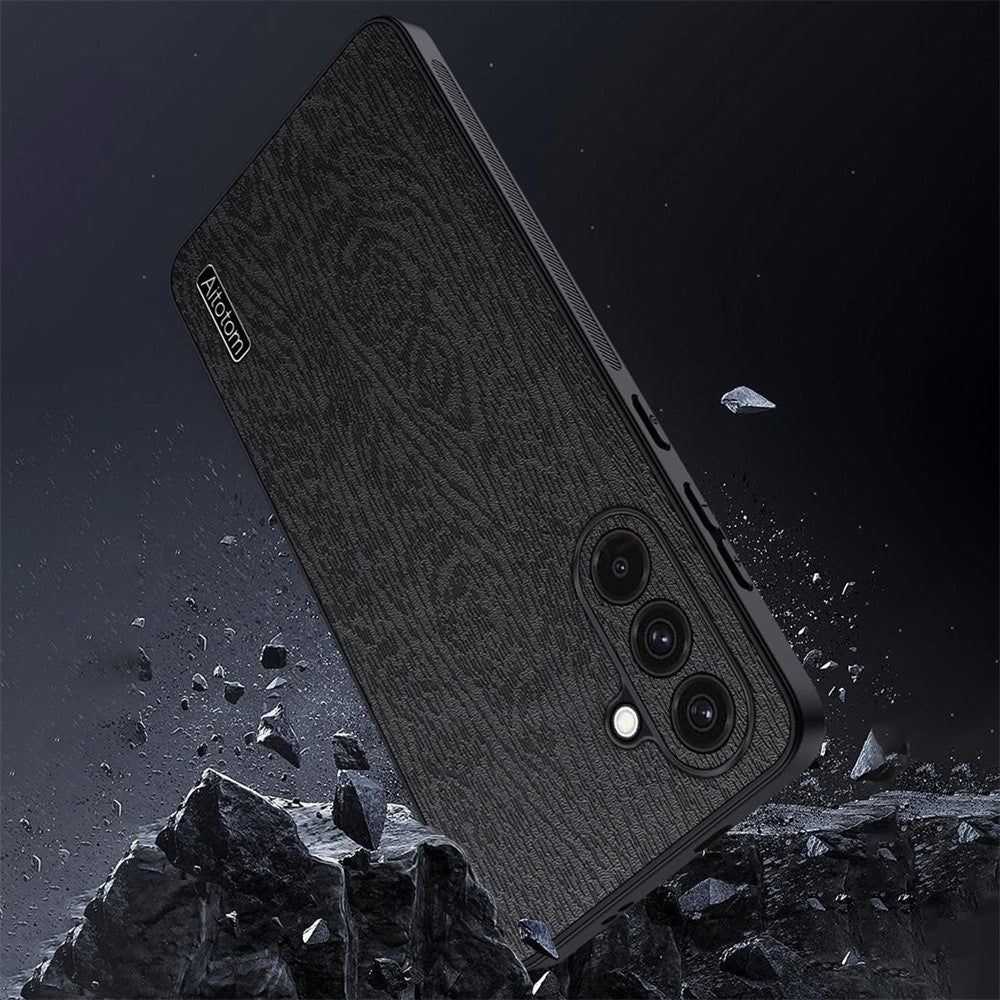 Til Samsung Galaxy A36 5G Etui Træstruktur PU Læderbelagt PC+TPU Telefoncover