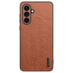 Til Samsung Galaxy A36 5G Etui Træstruktur PU Læderbelagt PC+TPU Telefoncover