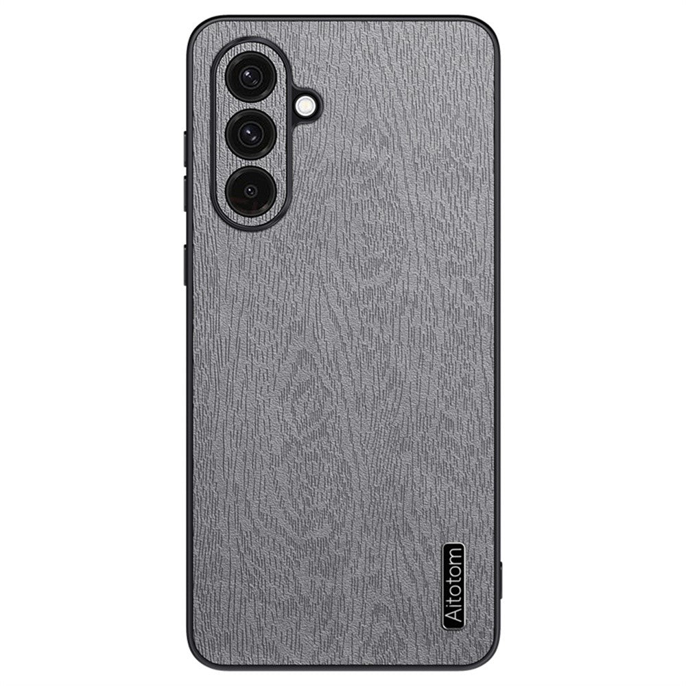 Til Samsung Galaxy A36 5G Etui Træstruktur PU Læderbelagt PC+TPU Telefoncover