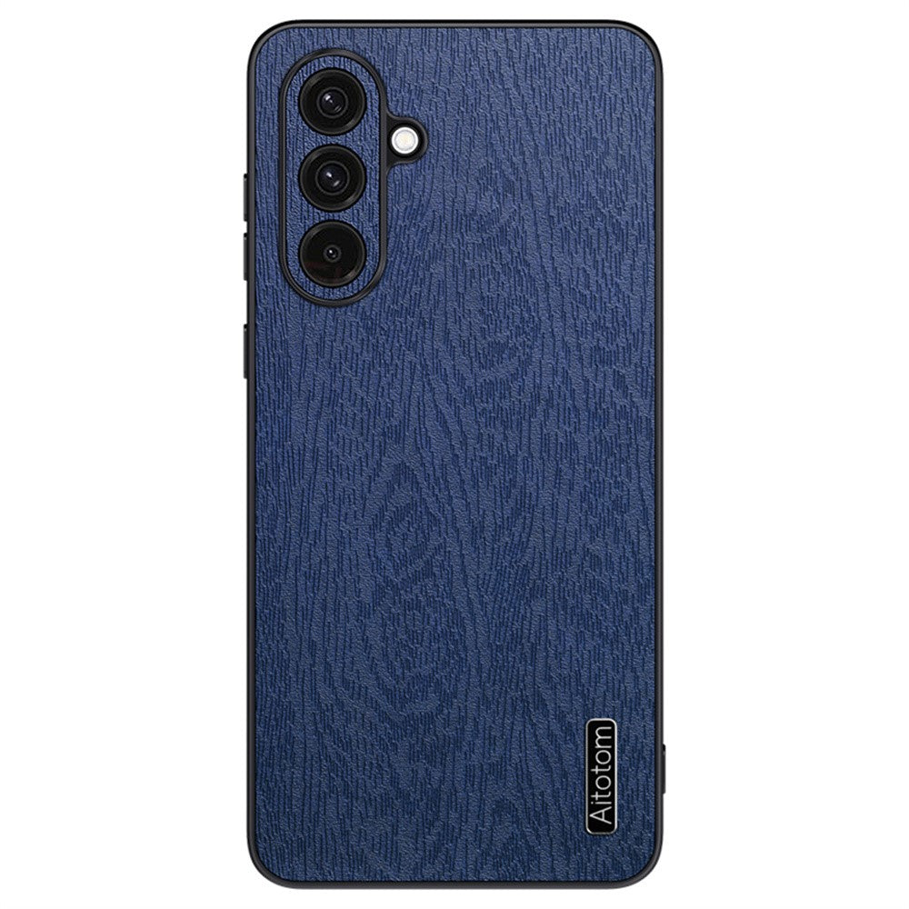 Til Samsung Galaxy A36 5G Etui Træstruktur PU Læderbelagt PC+TPU Telefoncover