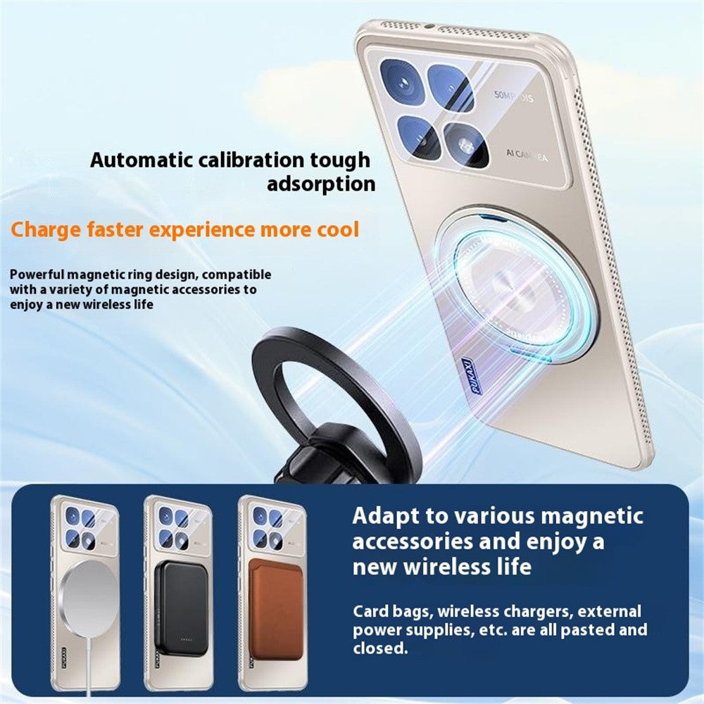 For Xiaomi Redmi K70 Ultra Magnetic Case Kickstand TPU PC Heat Dissipation Phone Cover