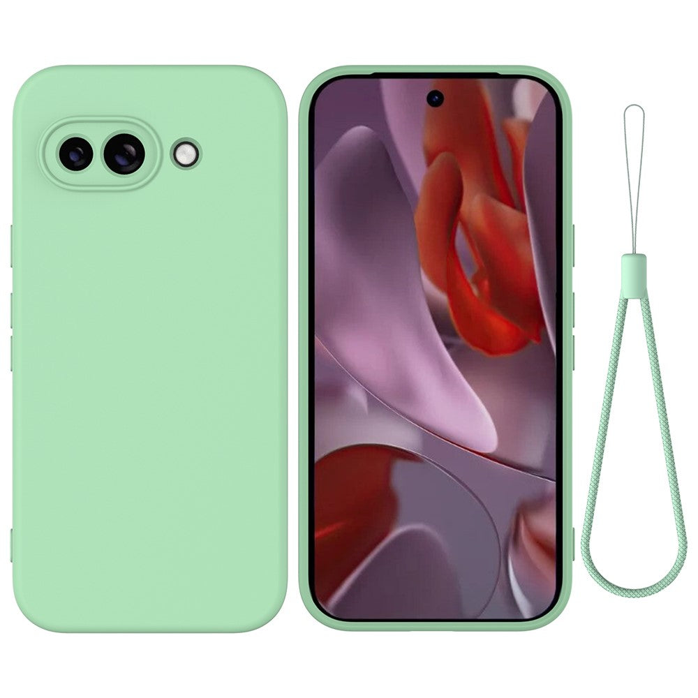 For Google Pixel 9a Case Liquid Silicone Phone Back Cover with Hand Strap