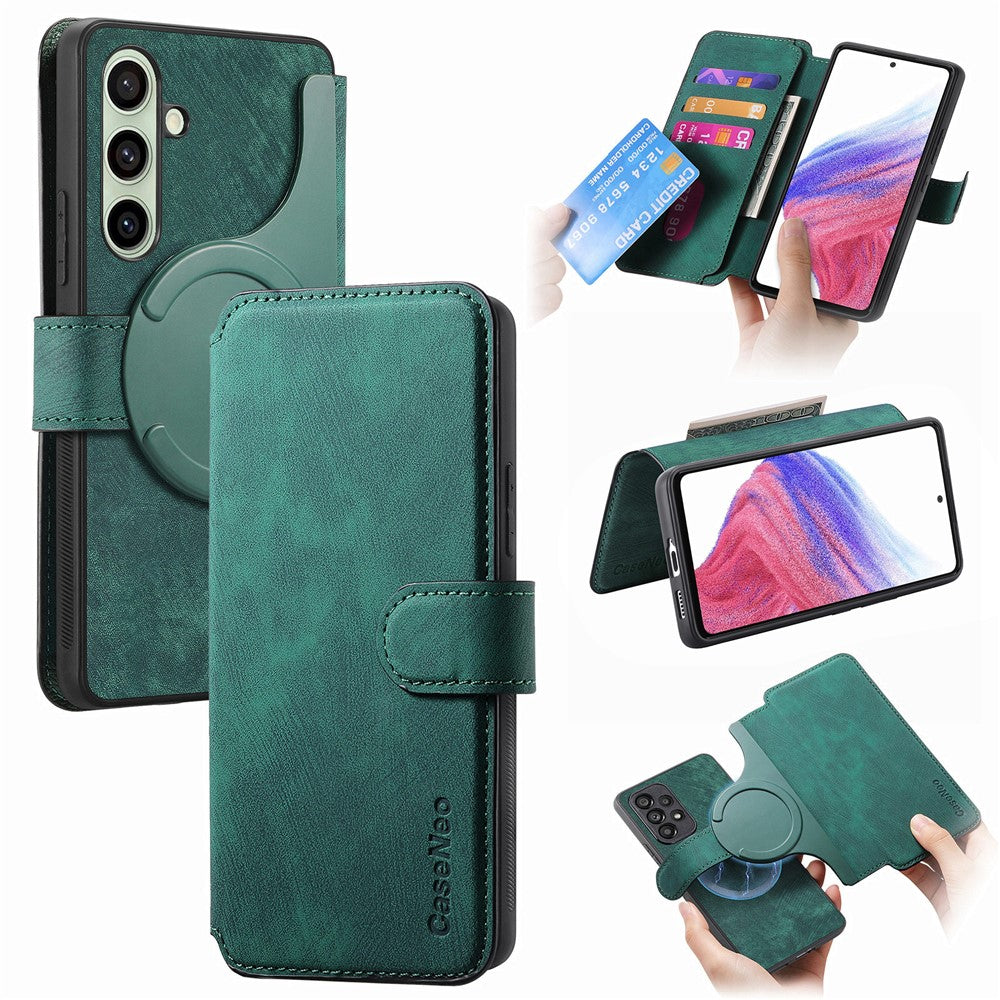 CASENEO MW-03 För Samsung Galaxy S24 FE Skal med Avtagbar Plånbok Läder+TPU mobilskal