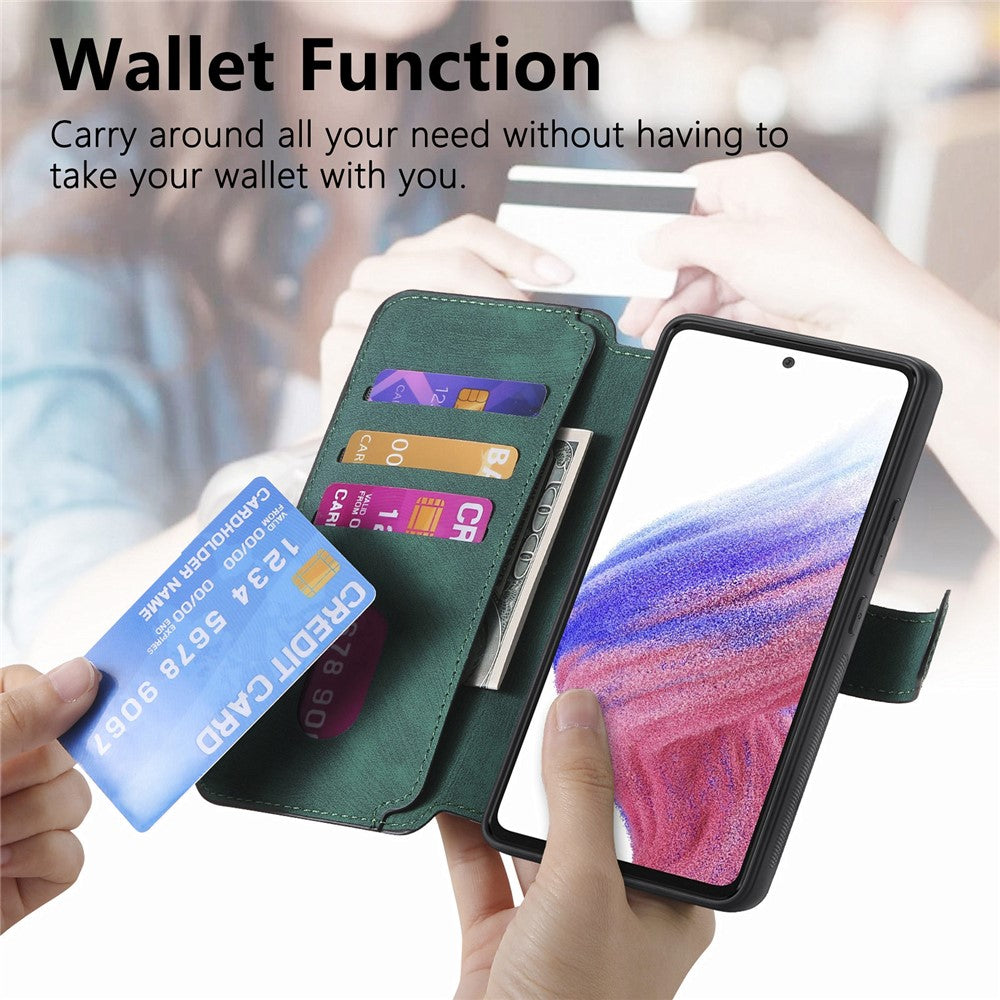 CASENEO MW-03-etui til Samsung Galaxy S24 FE med aftagelig pung, læder+TPU-mobilskal