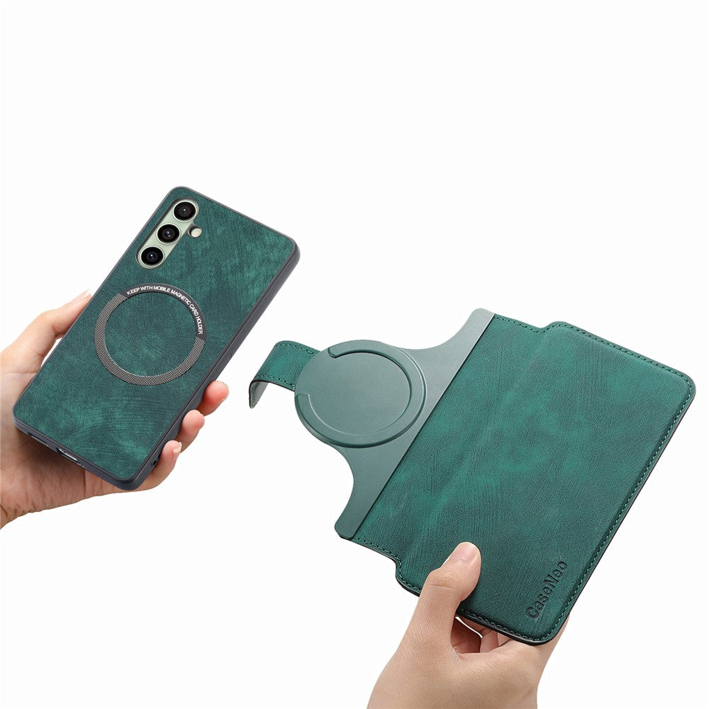 CASENEO MW-03-etui til Samsung Galaxy S24 FE med aftagelig pung, læder+TPU-mobilskal