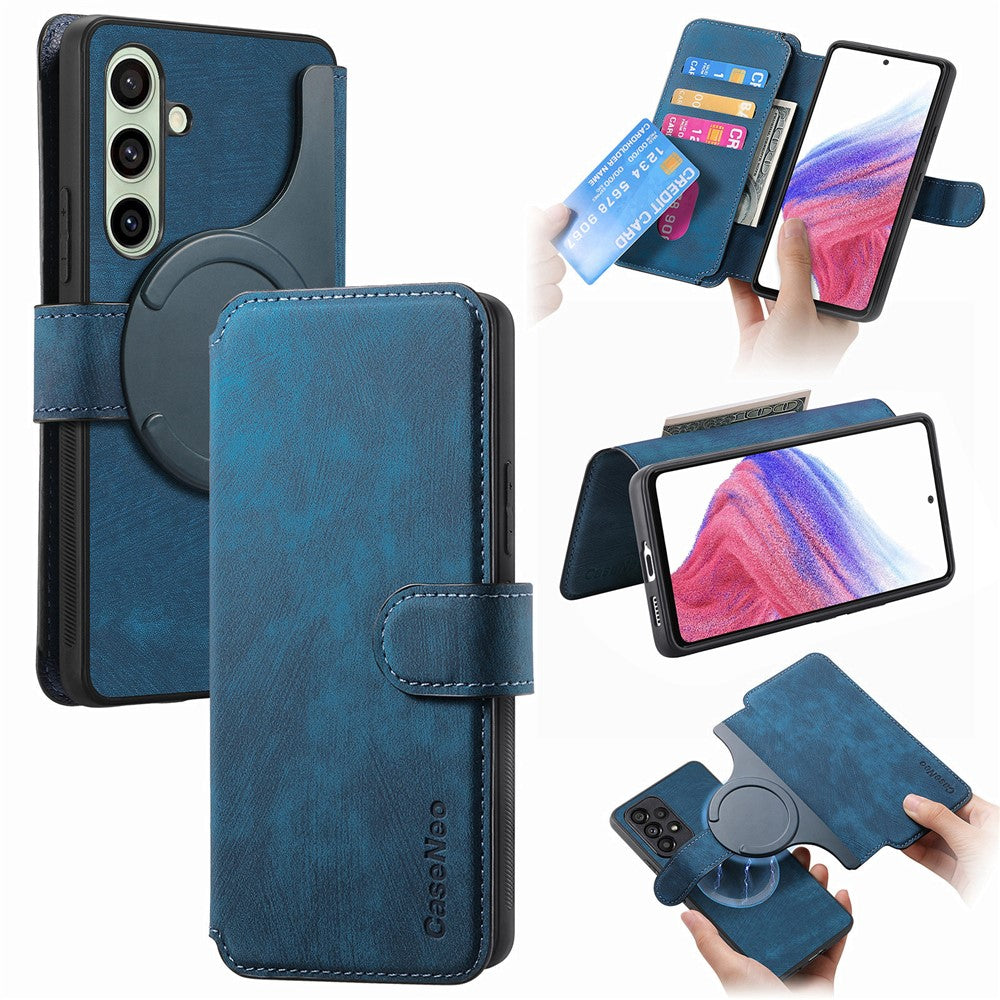 CASENEO MW-03-etui til Samsung Galaxy S24 FE med aftagelig pung, læder+TPU-mobilskal