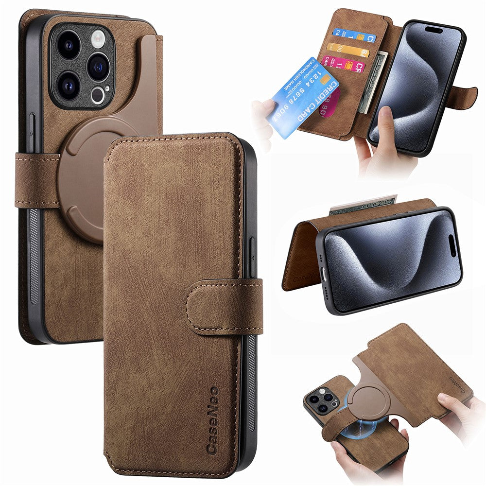 CASENEO MW-03 Til iPhone 14 Pro Cover med aftagelig pung Læder+TPU Telefoncover
