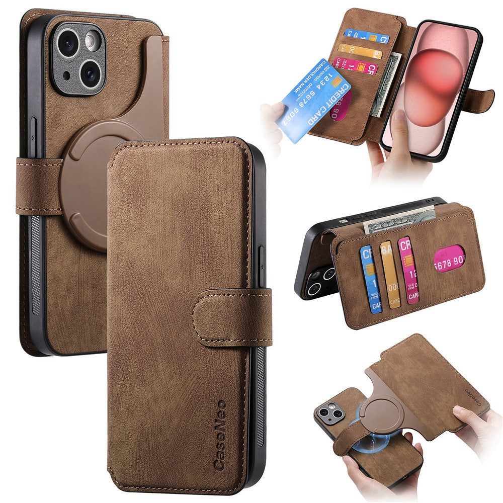 CASENEO MW-03 For iPhone 14 Plus Case with Detachable Wallet Leather+TPU Phone Cover
