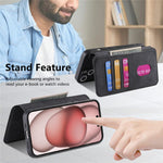 CASENEO MW-03 For iPhone 15 Plus Case with Detachable Wallet Leather+TPU Phone Cover