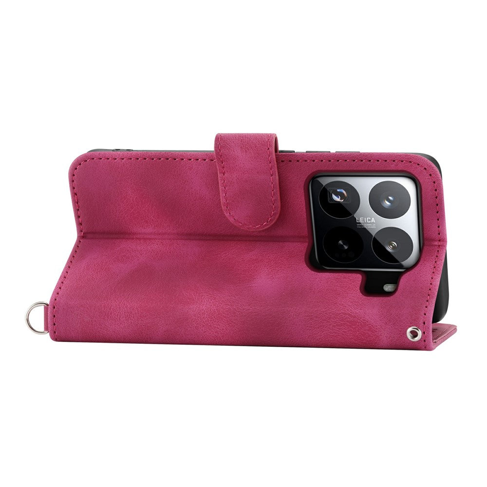 For Xiaomi 15 Pro Case Flower Pattern PU Leather Wallet Phone Cover with Strap