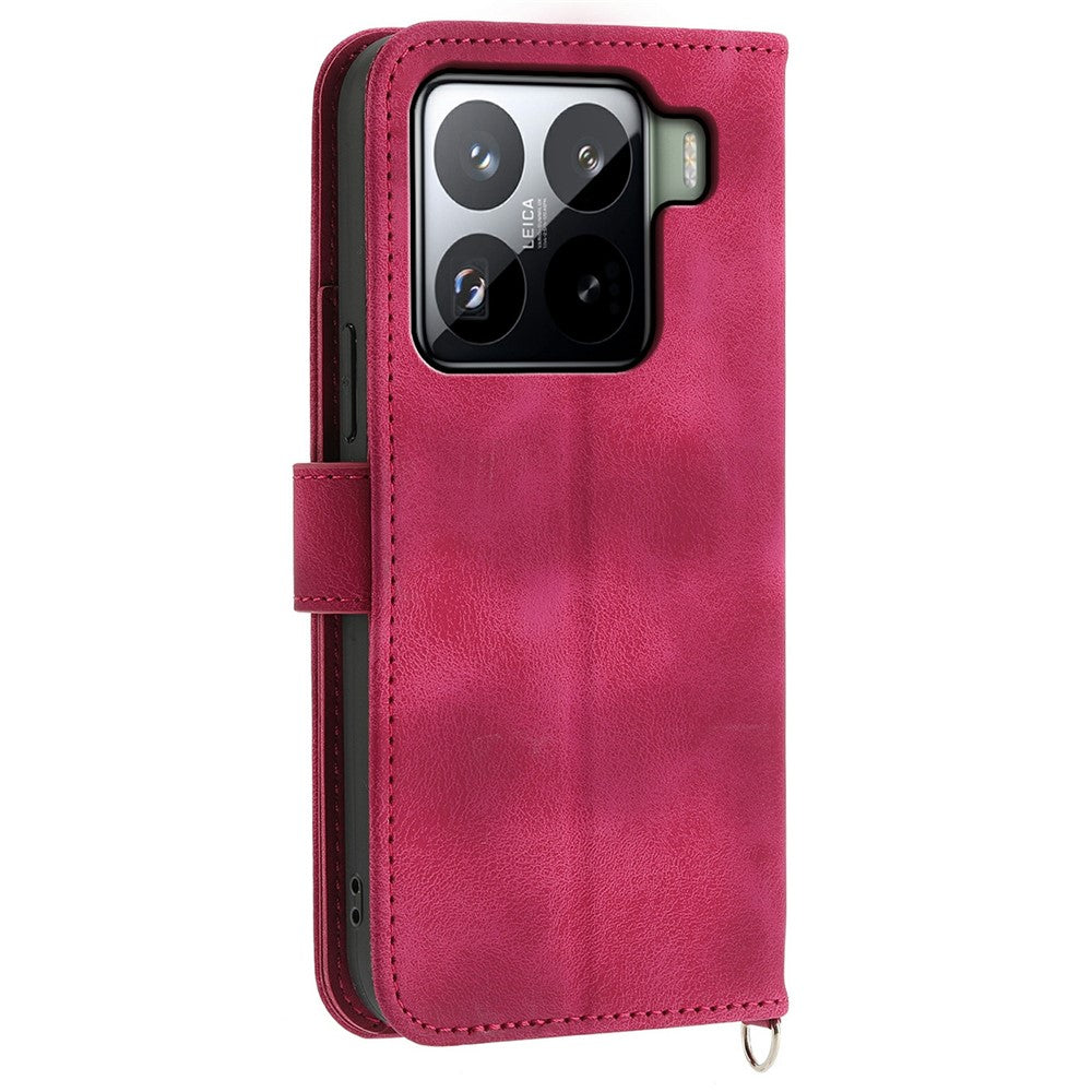 For Xiaomi 15 Pro Case Flower Pattern PU Leather Wallet Phone Cover with Strap
