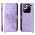 For Xiaomi 15 Pro Case Flower Pattern PU Leather Wallet Phone Cover with Strap