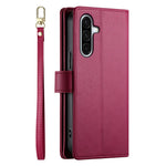 DF-011 For Samsung Galaxy A56 5G Case Zipper Pocket Wallet Leather Phone Cover with Straps