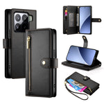 DF-011 For Xiaomi 15 Pro Case Zipper Pocket Wallet Leather Phone Cover with Straps