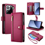 DF-011 For Xiaomi 15 Pro Case Zipper Pocket Wallet Leather Phone Cover with Straps
