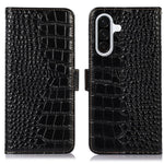 For Samsung Galaxy A56 5G Case Crocodile Texture Genuine Cow Leather Phone Wallet Cover