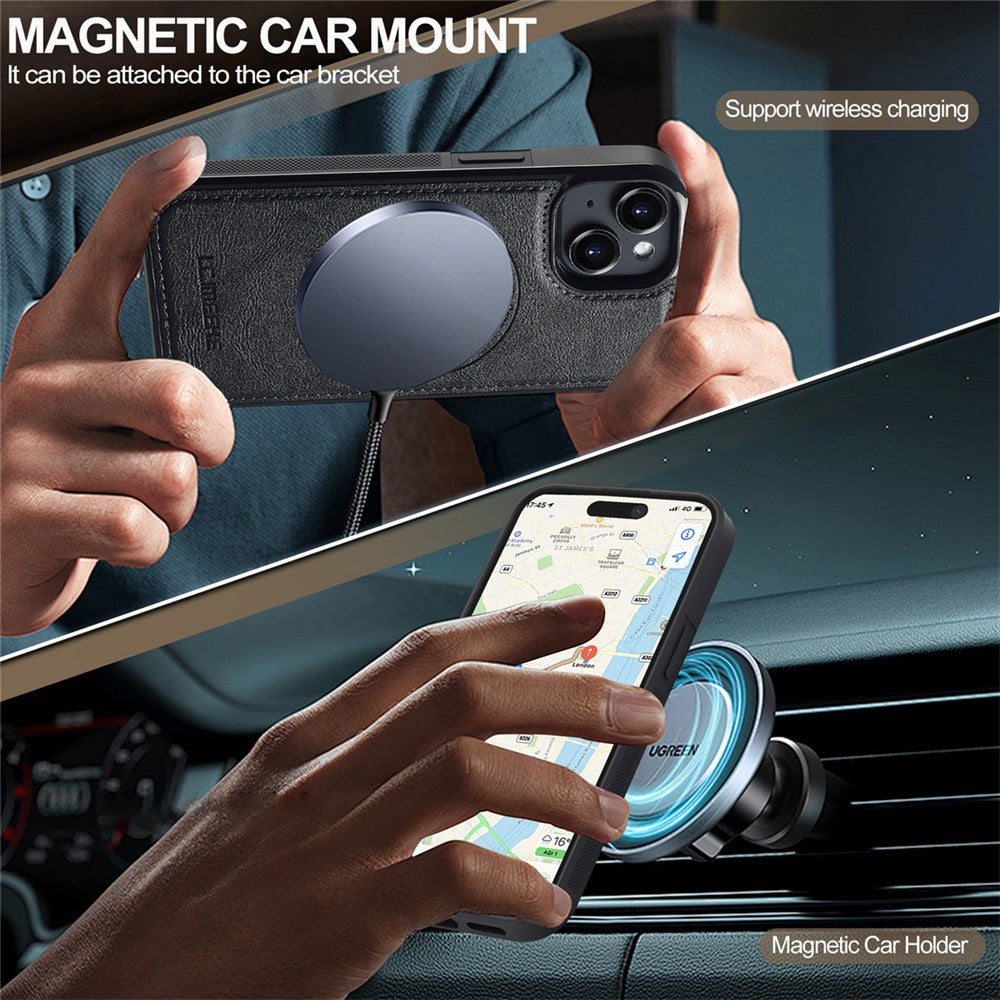 LC.IMEEKE For iPhone 13 Magnetic Case Compatible with MagSafe Leather TPU Back Cover